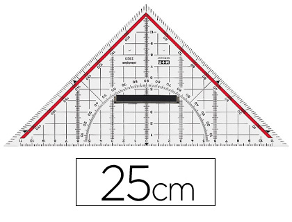 Escuadra de geometría M+R plástico cristal 25cm .